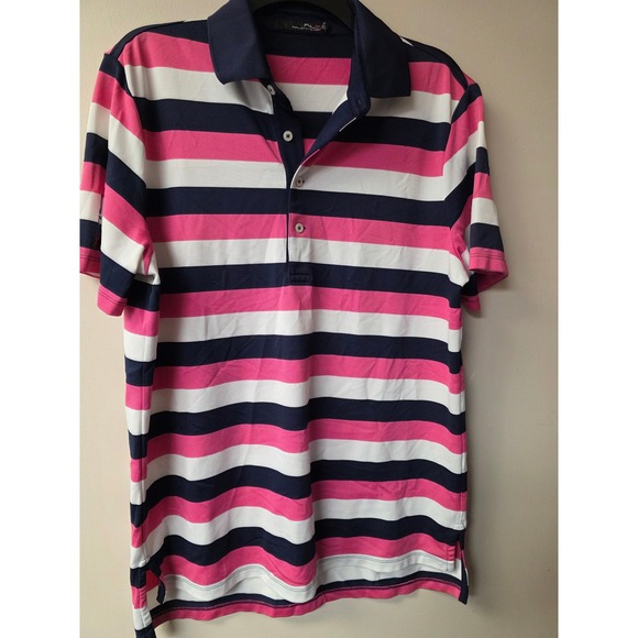RLX Ralph Lauren Other - RLX Ralph Lauren Mens Striped Polo Shirt Pink Navy Blue White Performance M